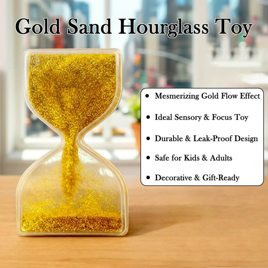 Golden Glitter Liquid Hourglass Timer Desk Toy for Kids & Adults