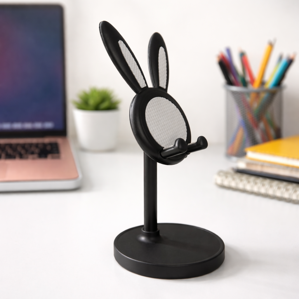 Black Rabbit Ear Mobile Phone Stand Desk Holder for Smartphone
