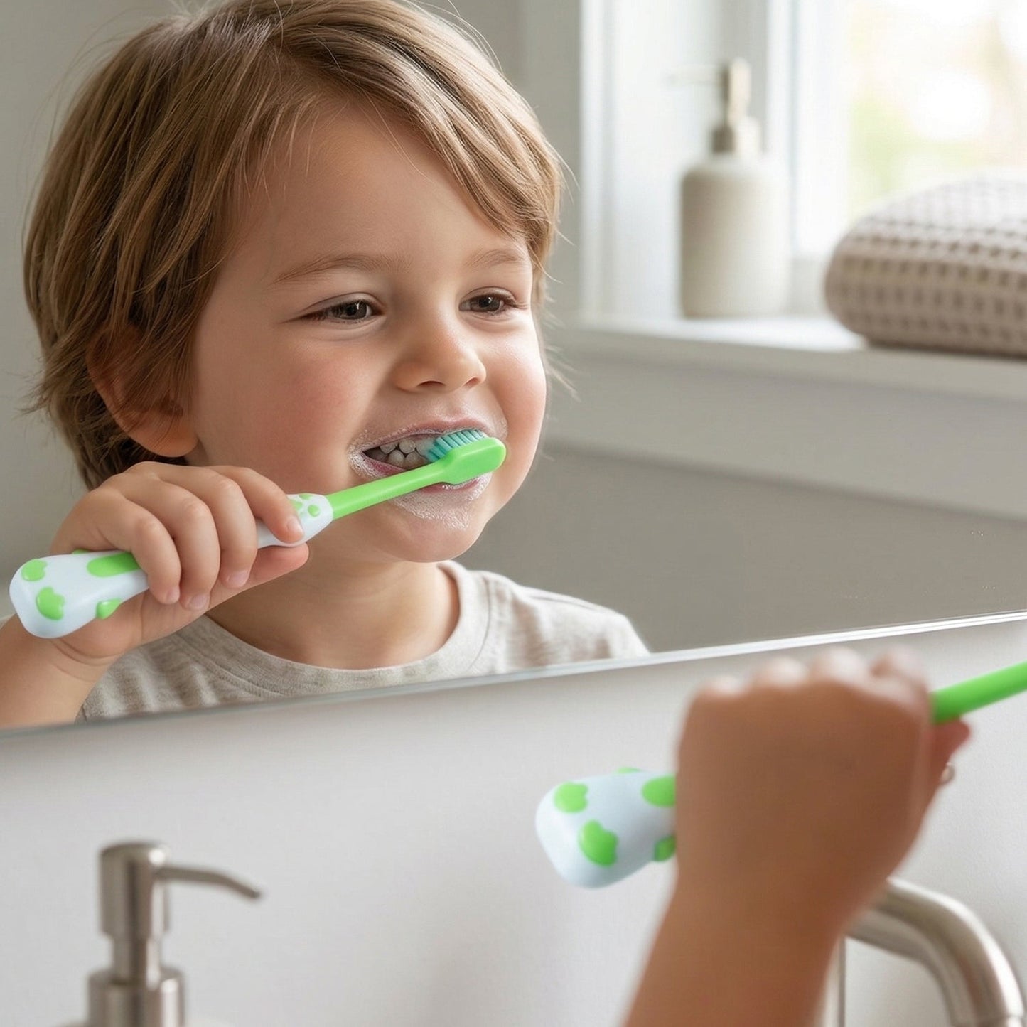 Kids Cartoon Spring Frog Toy With Toothbrush Set (2 Pc Set)