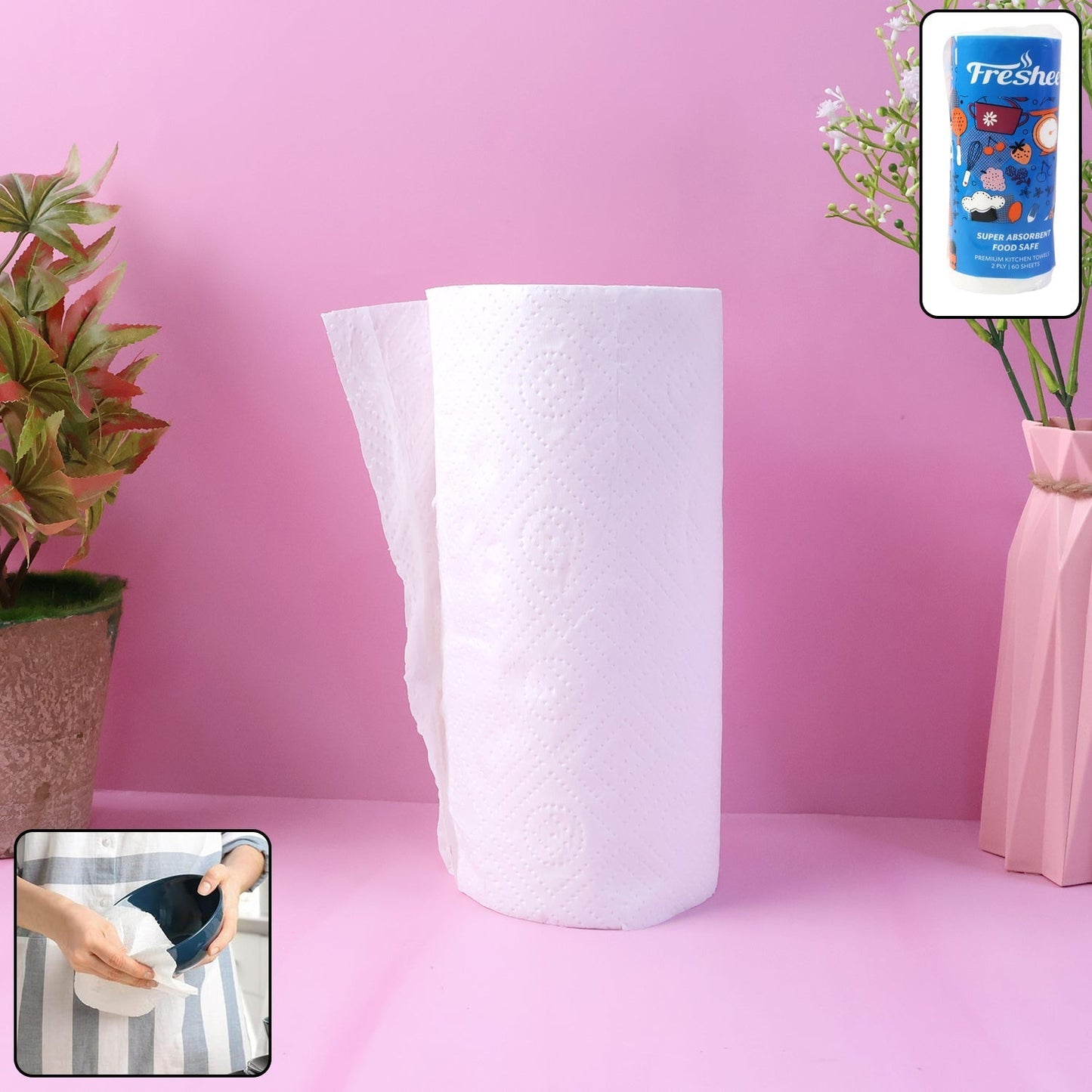 Freshee Kitchen Paper Towel Roll - 60 Sheets (21.5 Ã— 22 cm Each)