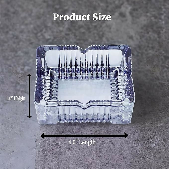 Premium Heavy Duty Crystal Glass Ashtray for Home, Office, or Outdoor Use â€“ Classic Square Design with Deep Grooves and Elegant Cut Pattern â€“ Ideal Gift for Smokers, Bars, and Lounge Decor
