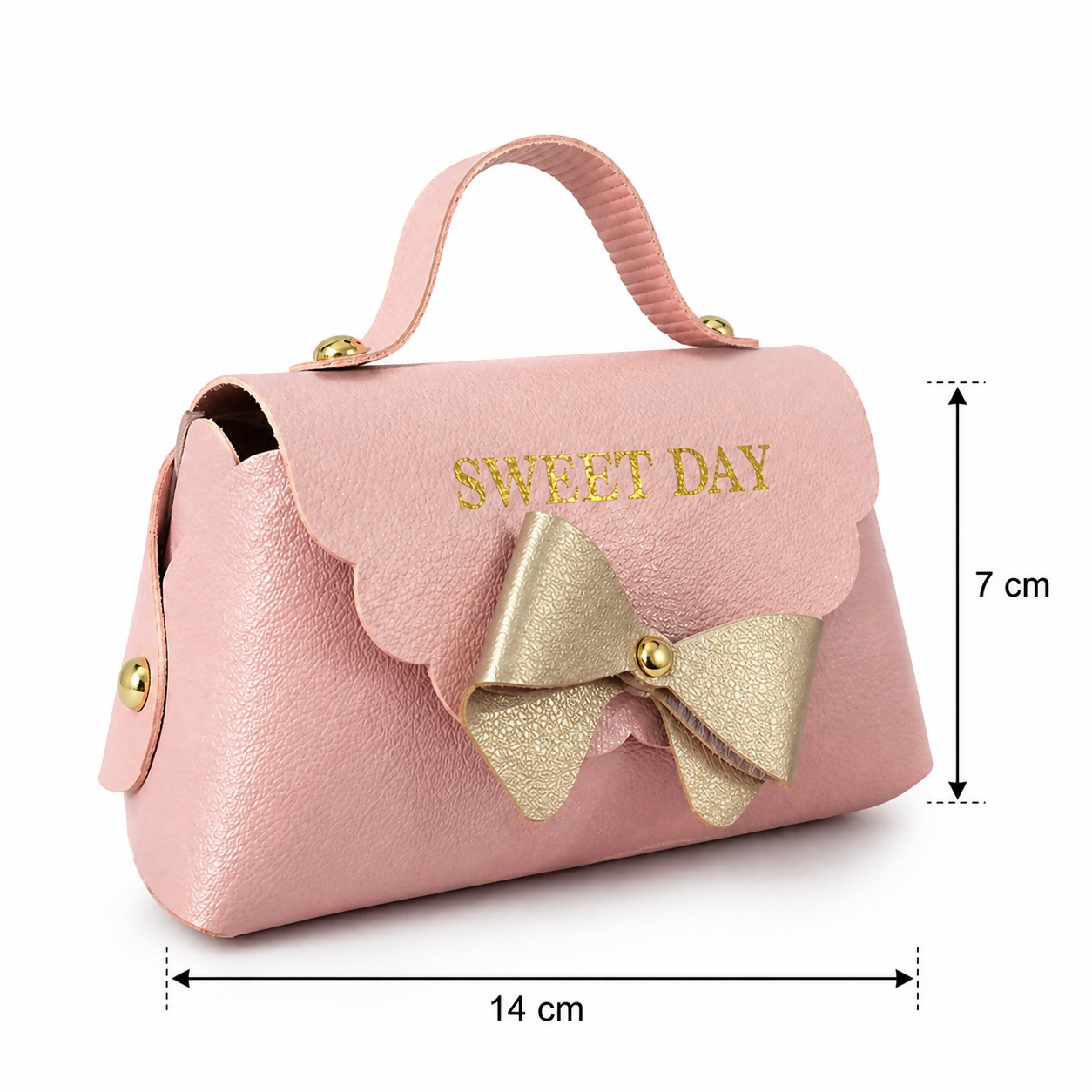 Pink Mini Handbag with Bow Design Small Carry Purse for Kids