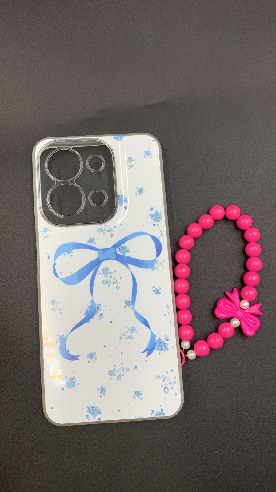 Leopard & Bow Luxury Case with Beaded Charm for Vivo, Samsung, Oppo & more.