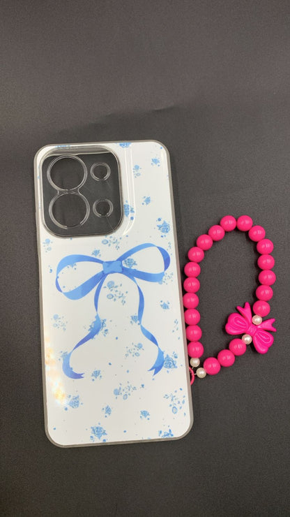 Leopard & Bow Luxury Case with Beaded Charm for Vivo, Samsung, Oppo & more.