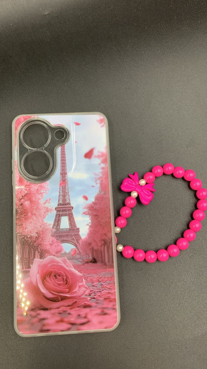 Leopard & Bow Luxury Case with Beaded Charm for Vivo, Samsung, Oppo & more.