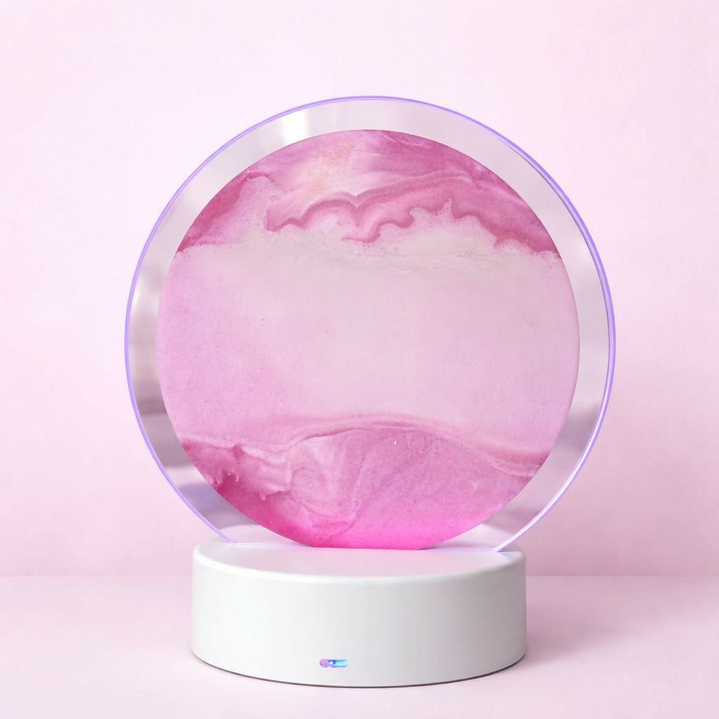 LED Round Static Pink Sand Art Lamp | Ambient Decorative Night Light Home DÃ©cor