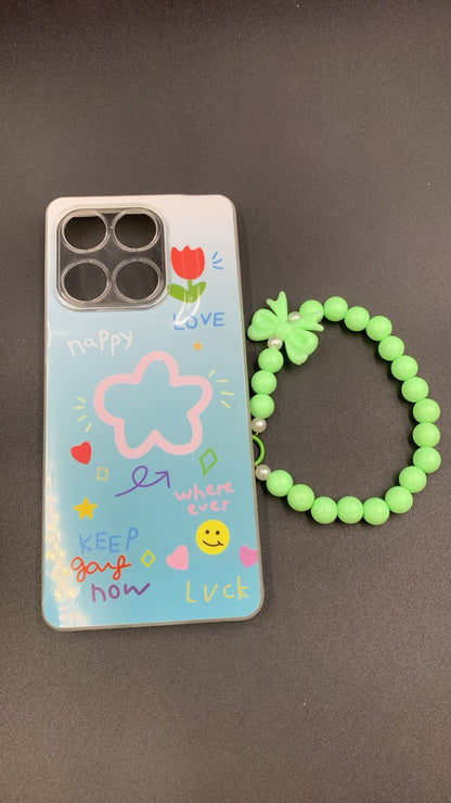 Leopard & Bow Luxury Case with Beaded Charm for Vivo, Samsung, Oppo & more.