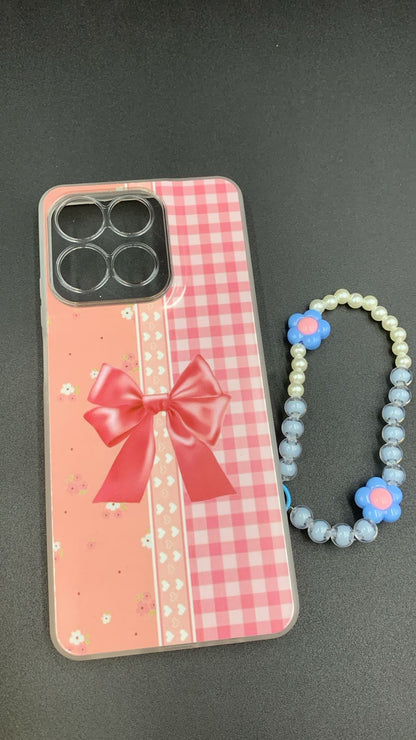 Leopard & Bow Luxury Case with Beaded Charm for Vivo, Samsung, Oppo & more.