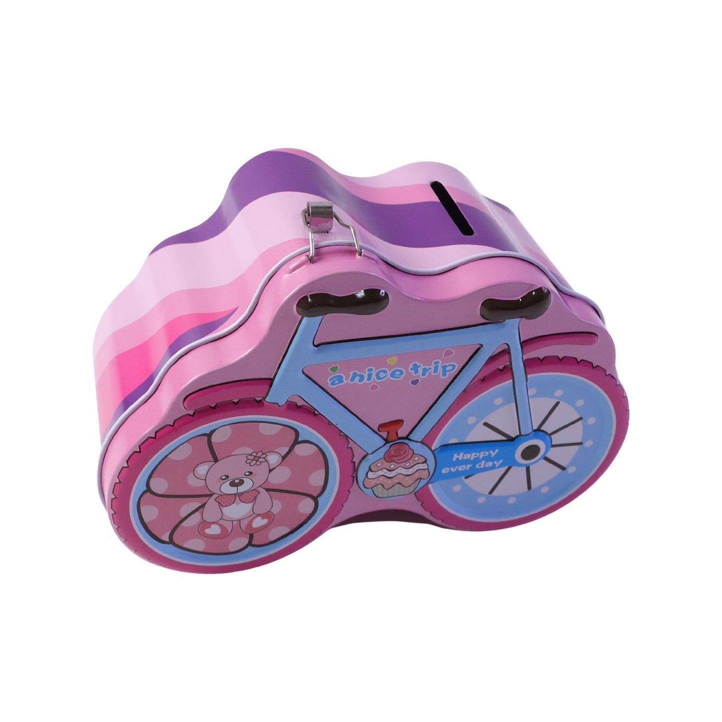 Bicycle Shape Piggy Bank With Lock & Key– 1 Pc,