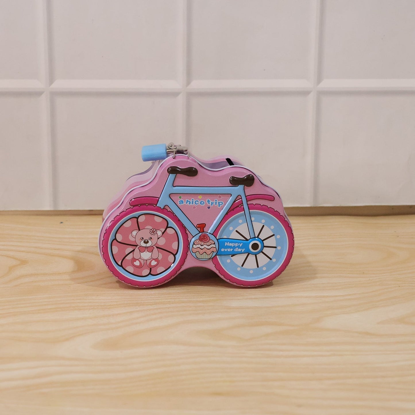 Bicycle Shape Piggy Bank With Lock & Key– 1 Pc,