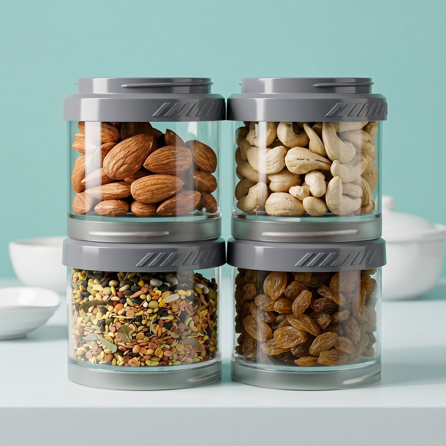 Multipurpose Multi Connecting Stackable Storage Container Set (4 Pc)