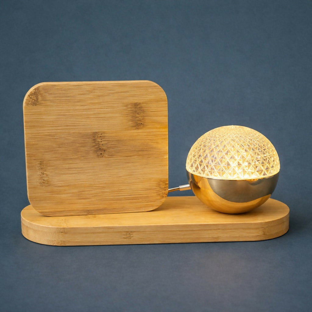 Wooden Photo Frame Lamp with LED Crystal Globe Light