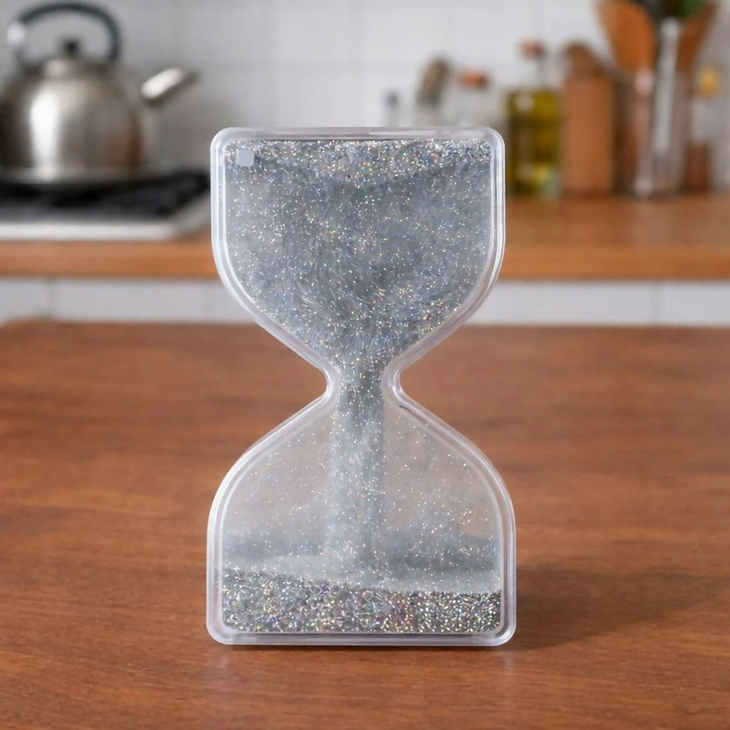 Silver Glitter Liquid Hourglass Timer Desk Toy for Kids & Adults