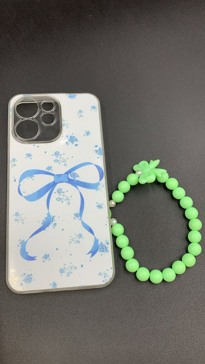 Leopard & Bow Luxury Case with Beaded Charm for Vivo, Samsung, Oppo & more.