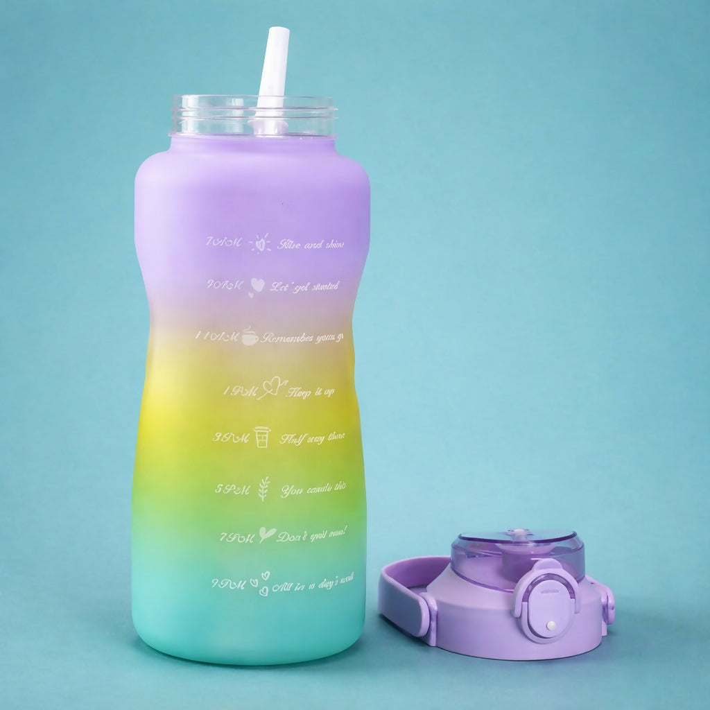 Motivational Water Bottle with Time Marker Leakproof Gym Bottle