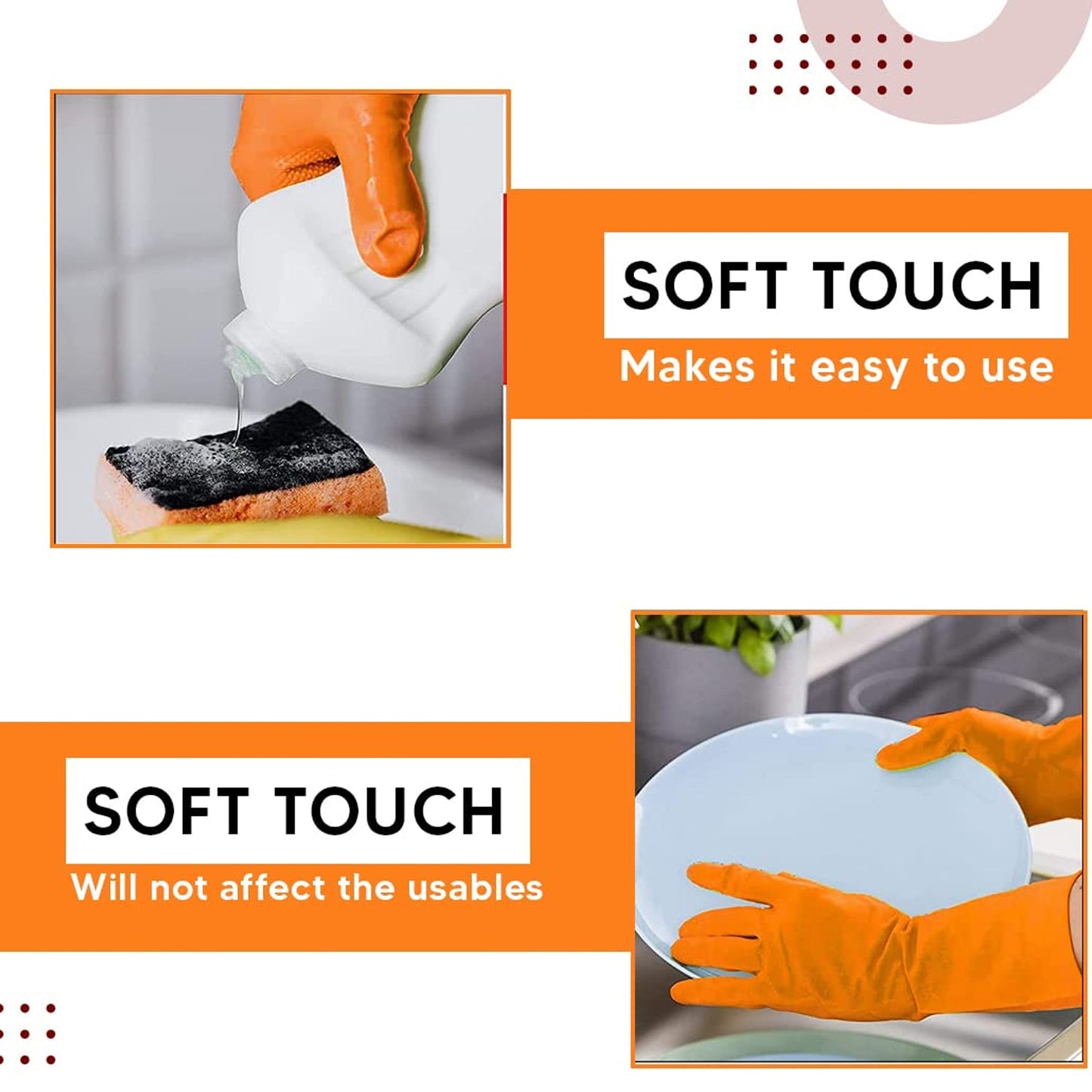 Large Victor Orange Cleaning Rubber Gloves Reusable Kitchen Dishwash (1 Pair)