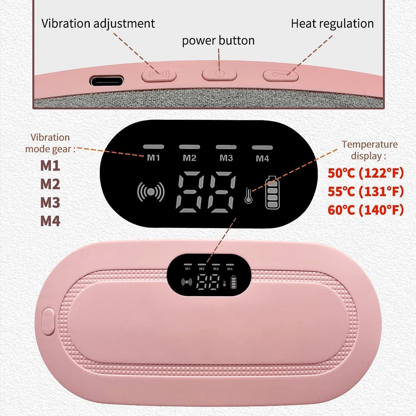 Electric Rechargeable Heating Belt for Waist & Abdomen (1 Pc)