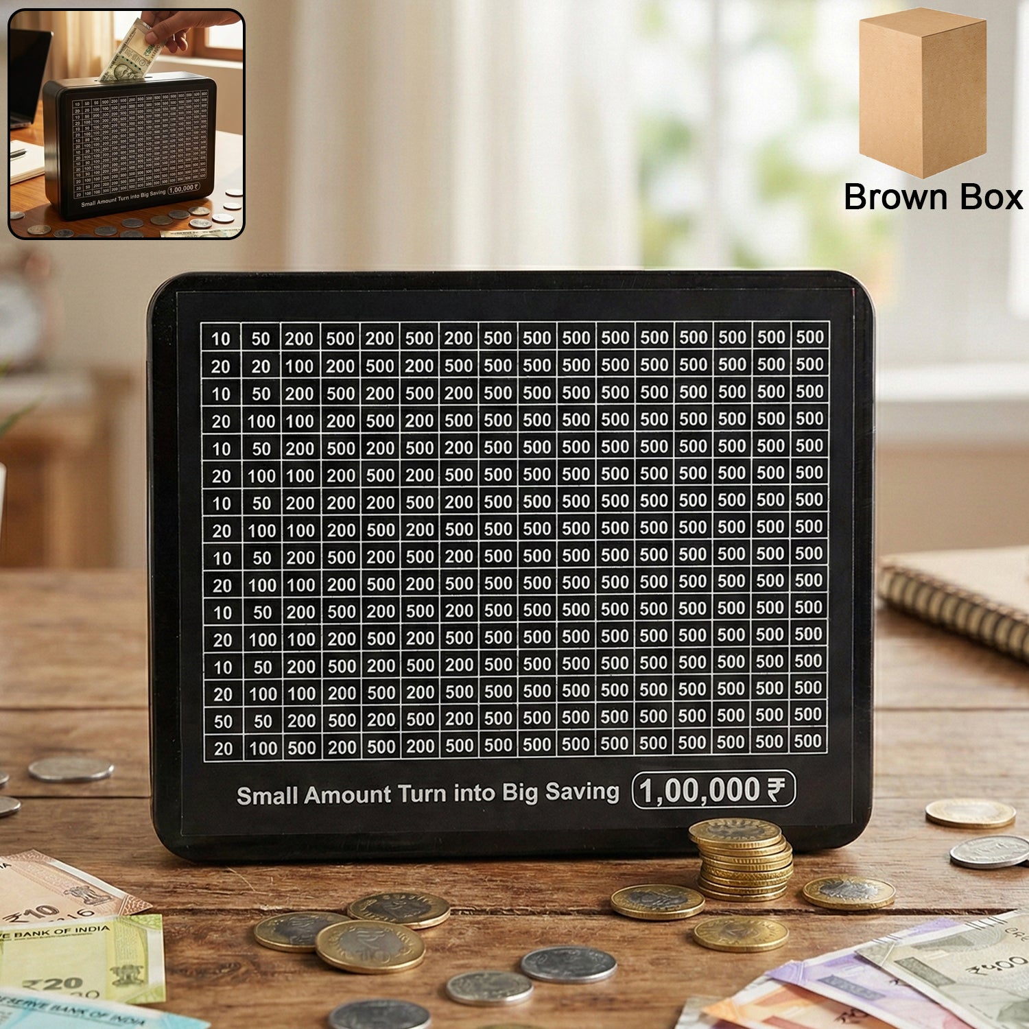 Reusable Money Saving Piggy Bank with Black Gel Pen (15 Ã— 19 cm, 1 Pc)