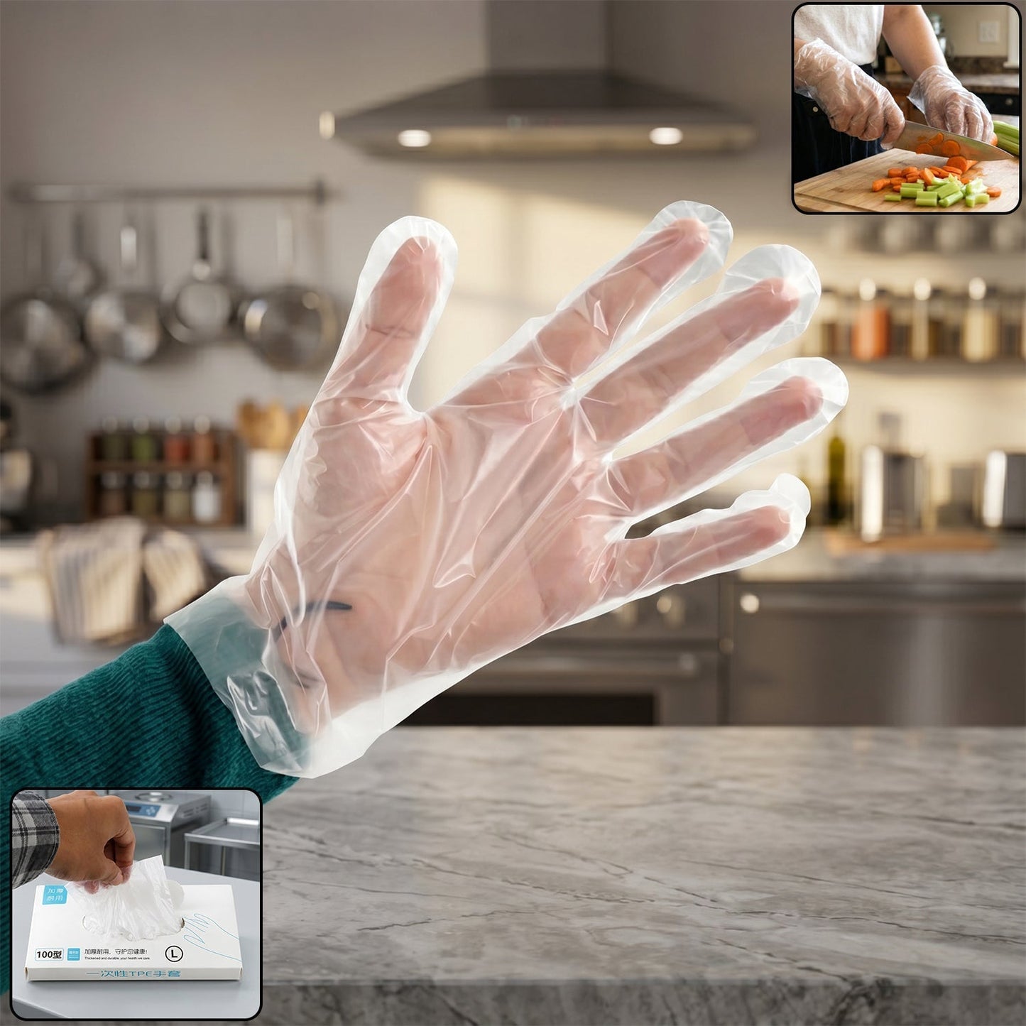 Disposable Plastic Gloves (100 Pc, Large)