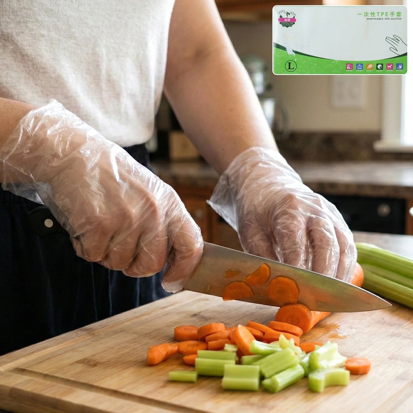 Disposable Clear Plastic Gloves (100 Pc, Large)