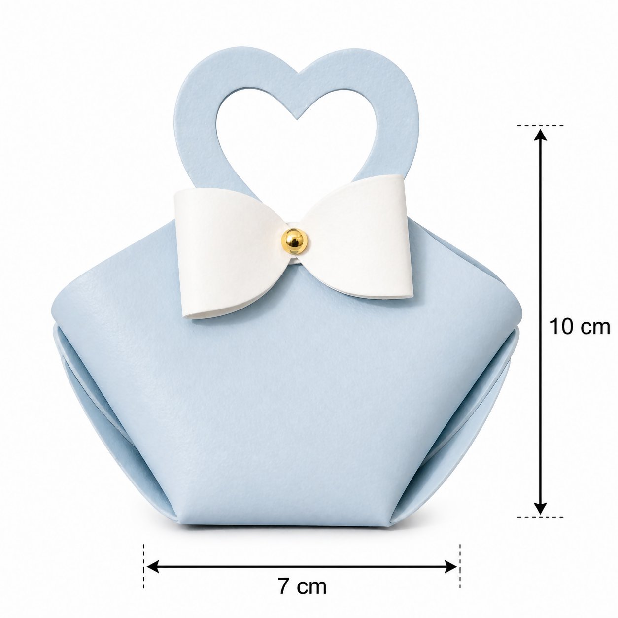 Light Blue Mini Cute Handbag with Heart Handle and Bow Design