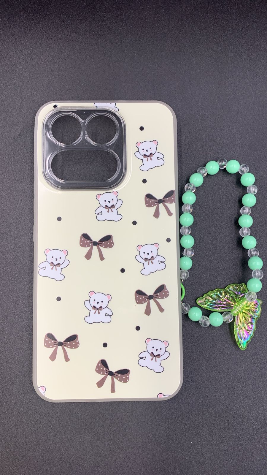 Leopard & Bow Luxury Case with Beaded Charm for Vivo, Samsung, Oppo & more.