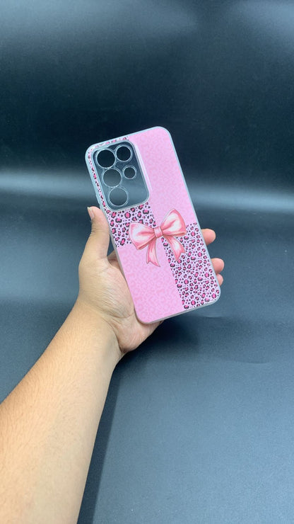 Leopard & Bow Luxury Case with Beaded Charm for Vivo, Samsung, Oppo & more.
