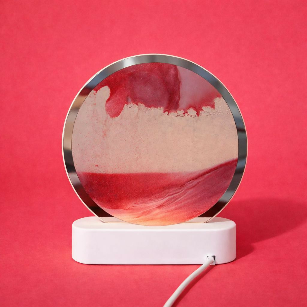 LED Round Static Red Sand Art Lamp | Ambient Decorative Night Light Home DÃ©cor