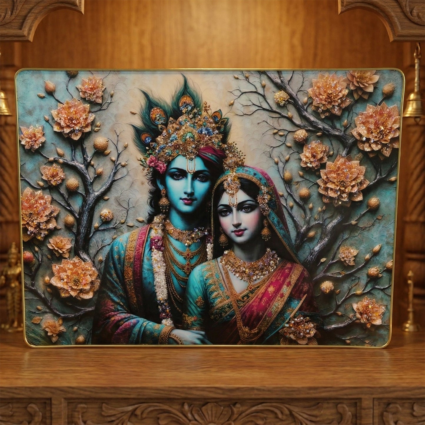 Premium Radha Krishna Decorative Wall Frame (1 Pc, 60x45 Cm)