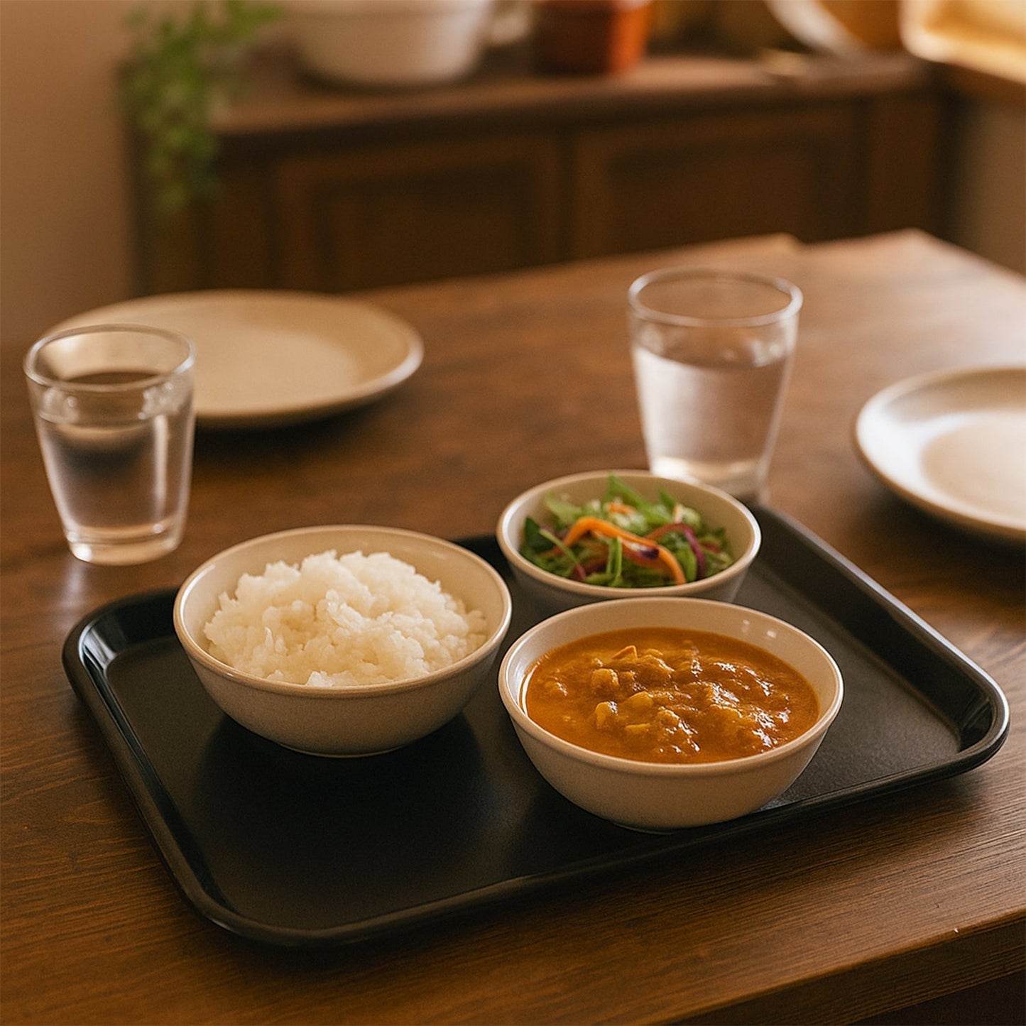 Plastic Serving Tray / Plate â€“ 40 Ã— 30 cm (1 Pc / Black)