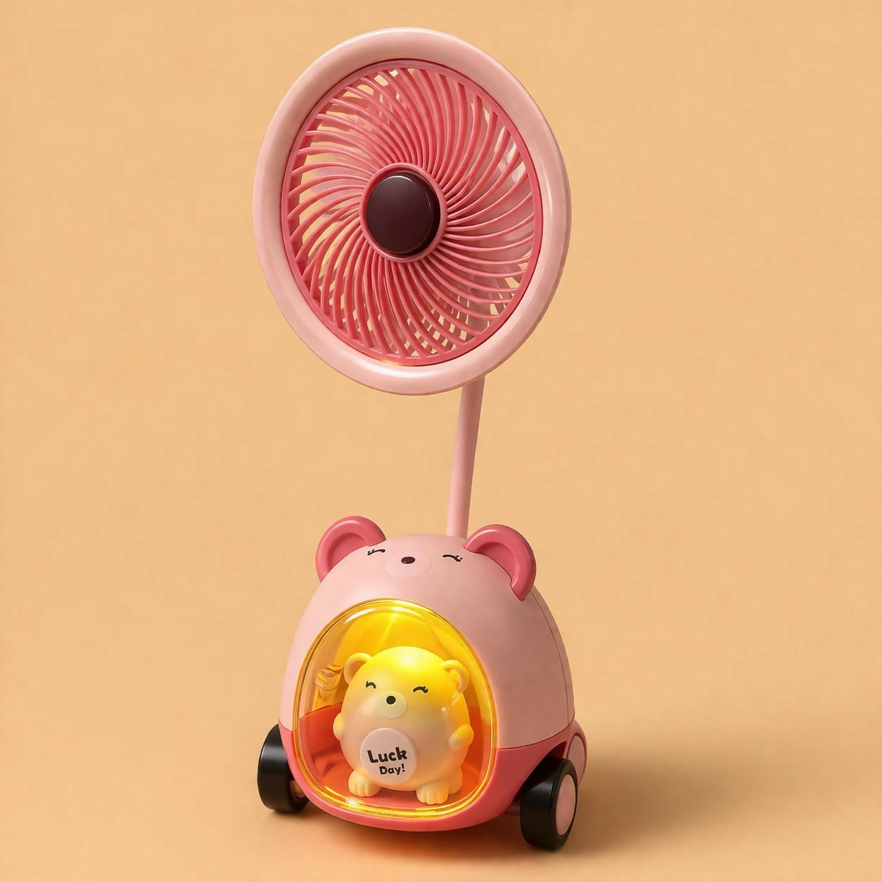 Pink Cute Kids Desk Fan with Pen Stand Sharpener & Night Lamp