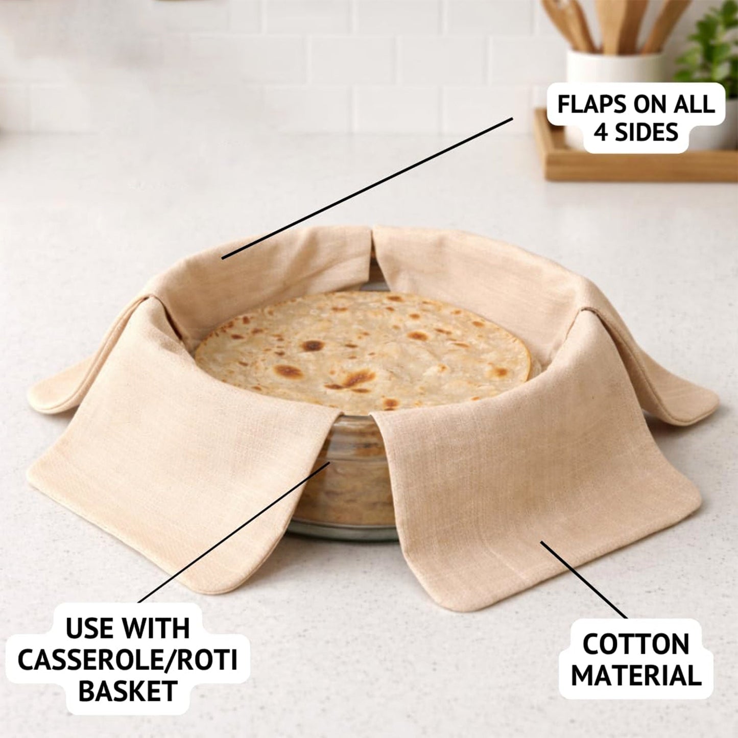 Pure Cotton Roti Mate Cloth, Round roti Cover (51 Ã— 51 Cm, 1 Pc)