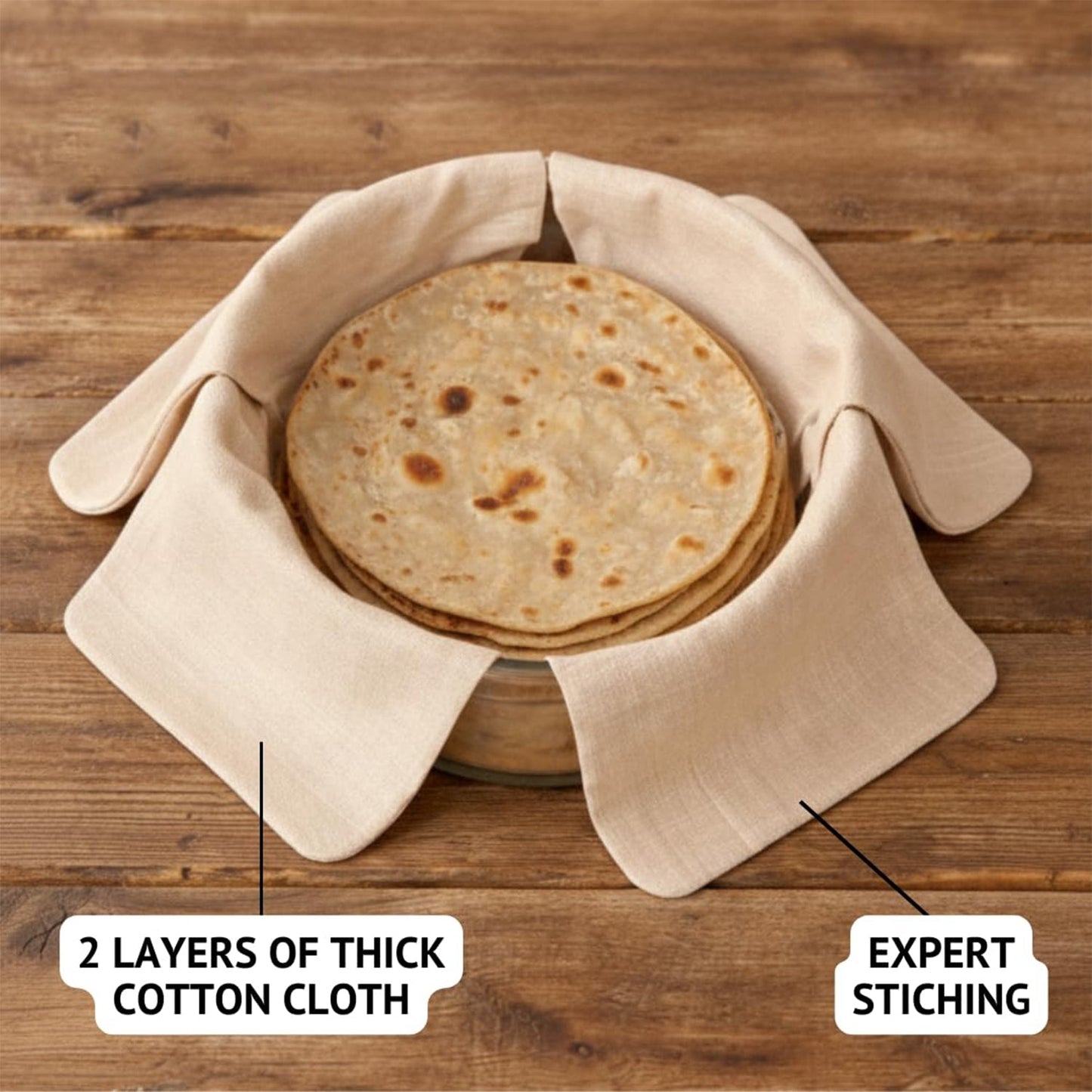 Pure Cotton Roti Mate Cloth, Round roti Cover (51 Ã— 51 Cm, 1 Pc)