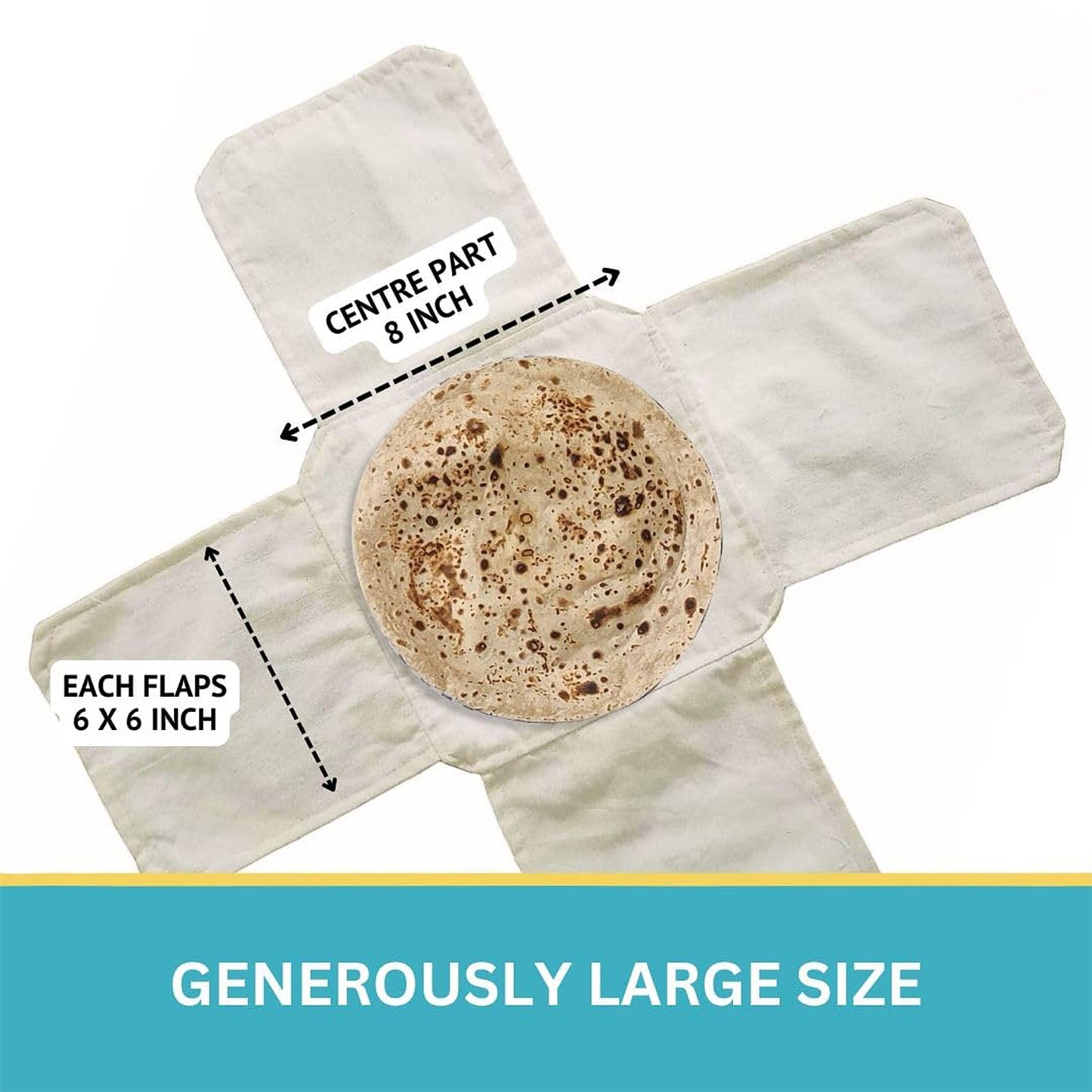 Pure Cotton Roti Mate Cloth, Round roti Cover (51 Ã— 51 Cm, 1 Pc)