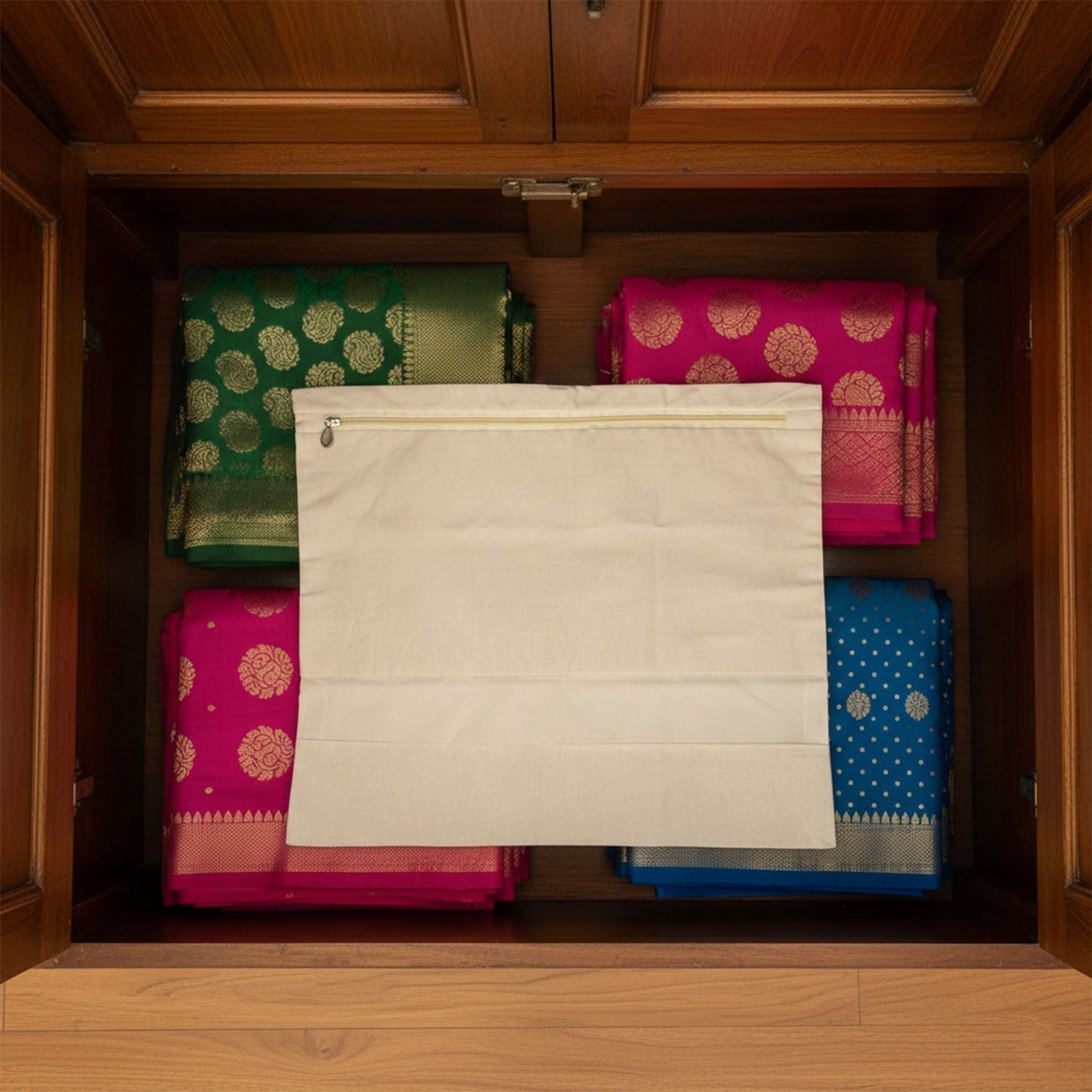 Zip Closure Saree Storage Bag (14.5x16.5 cm, Pack of 6)