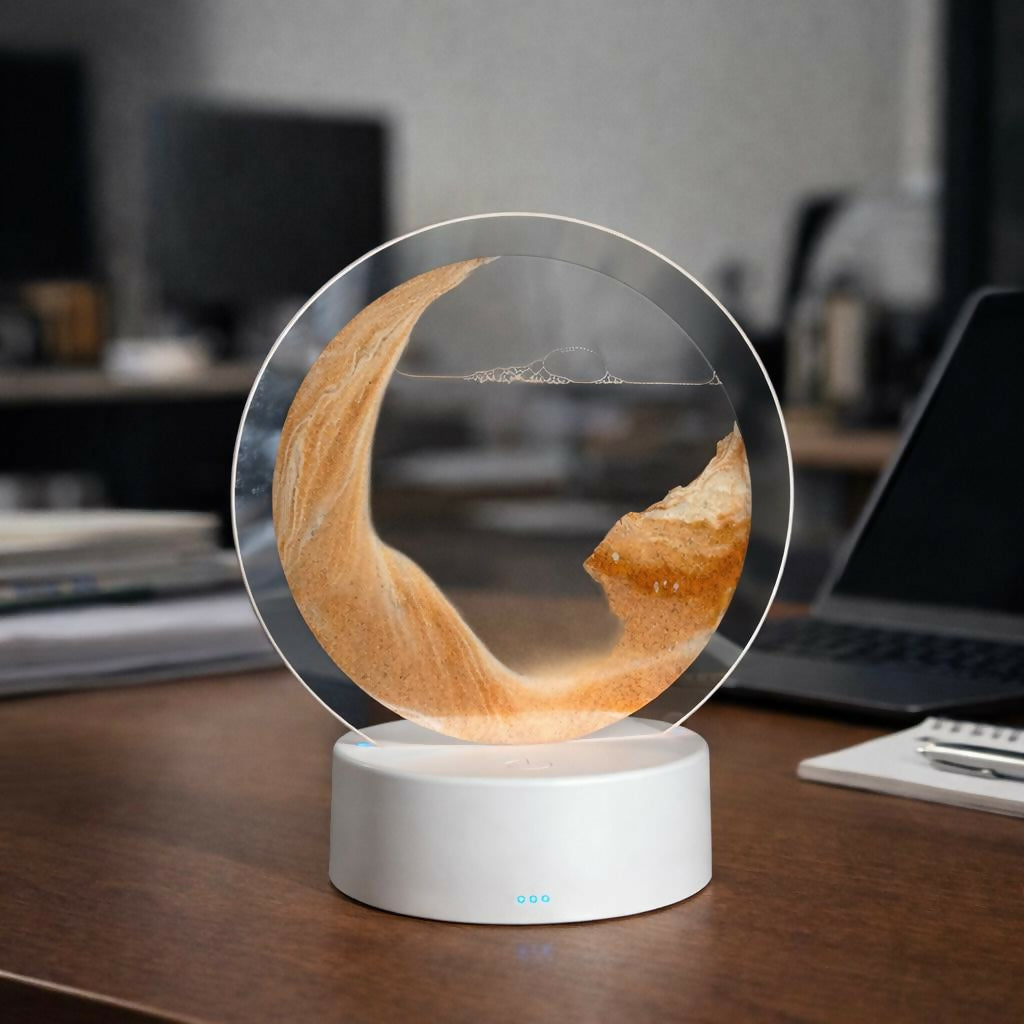 LED Round Static Orange Sand Art Lamp | Ambient Decorative Night Light DÃ©cor