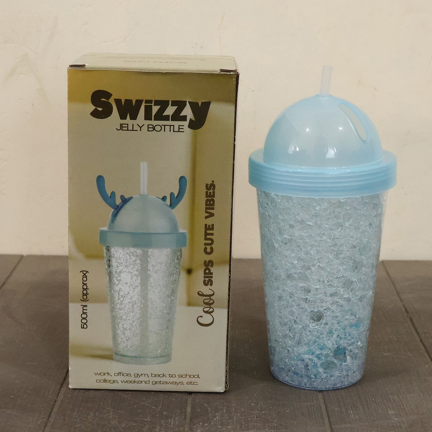 Cute 500ml Swizzy Jelly Tumbler with Straw for Cold Beverages