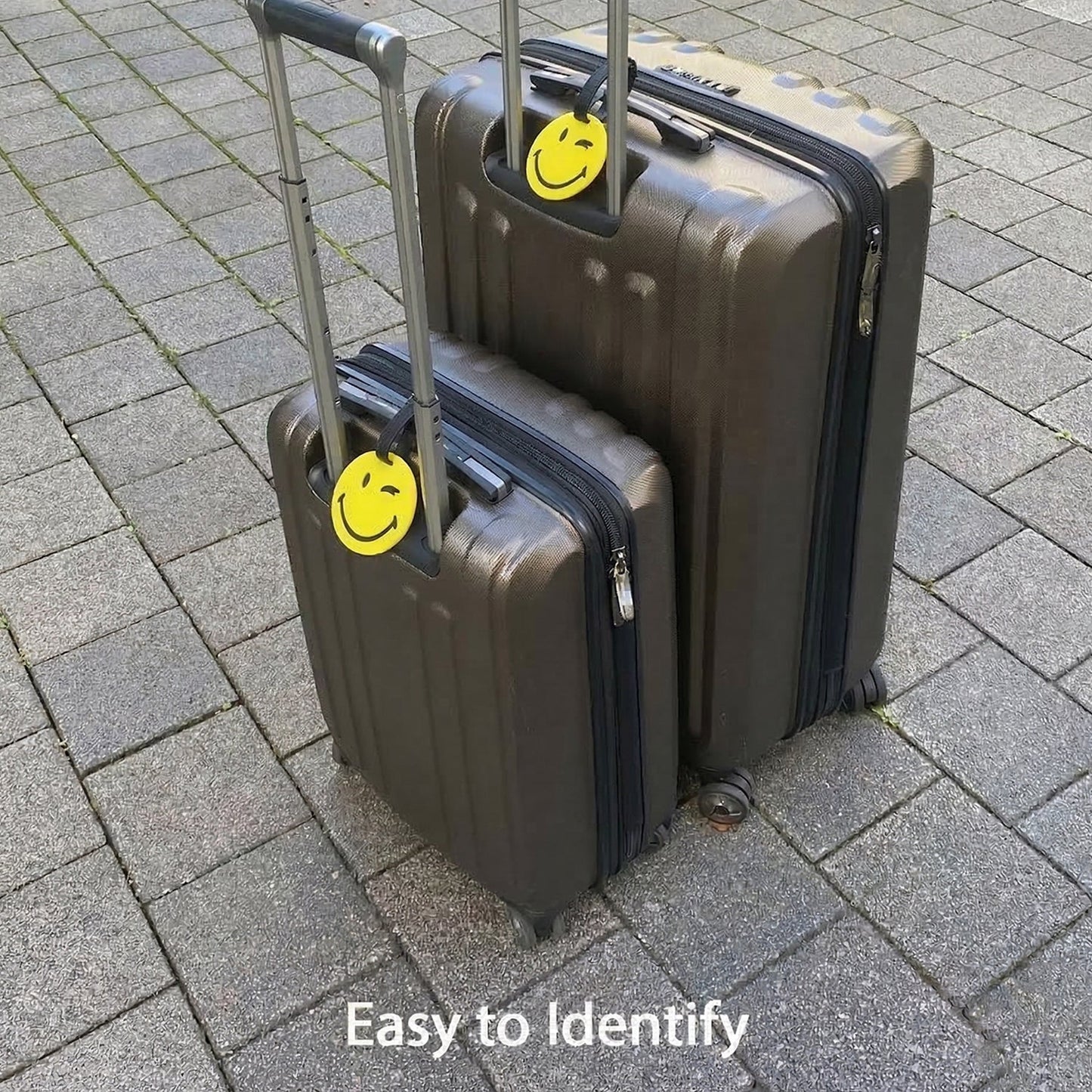Cute Smiley Face Round Travel Identification Luggage Bag Tag (1 Pc)