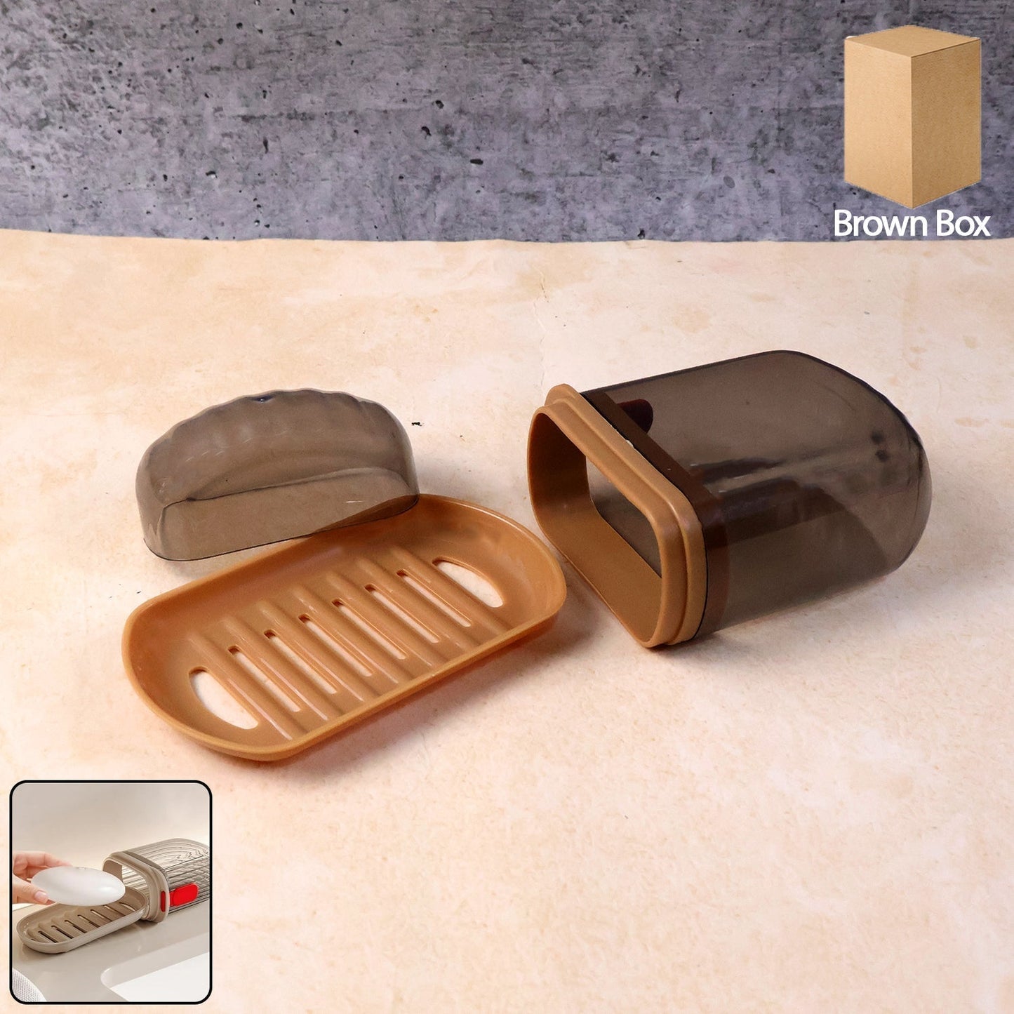 Premium Plastic Soap Box with Drain Tray & Protective Cover