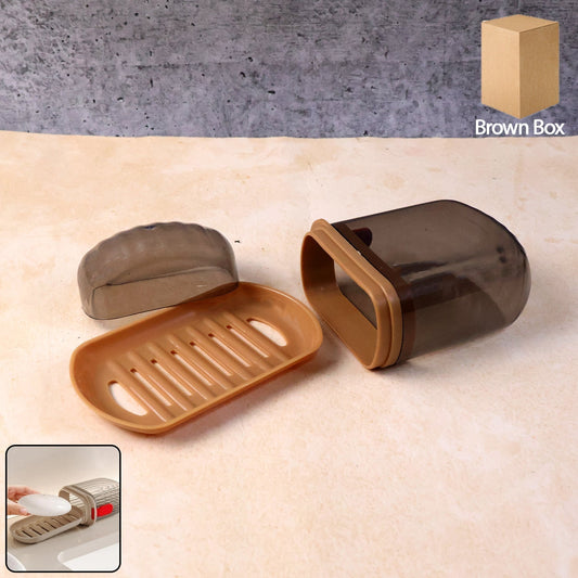 Premium Plastic Soap Box with Drain Tray & Protective Cover