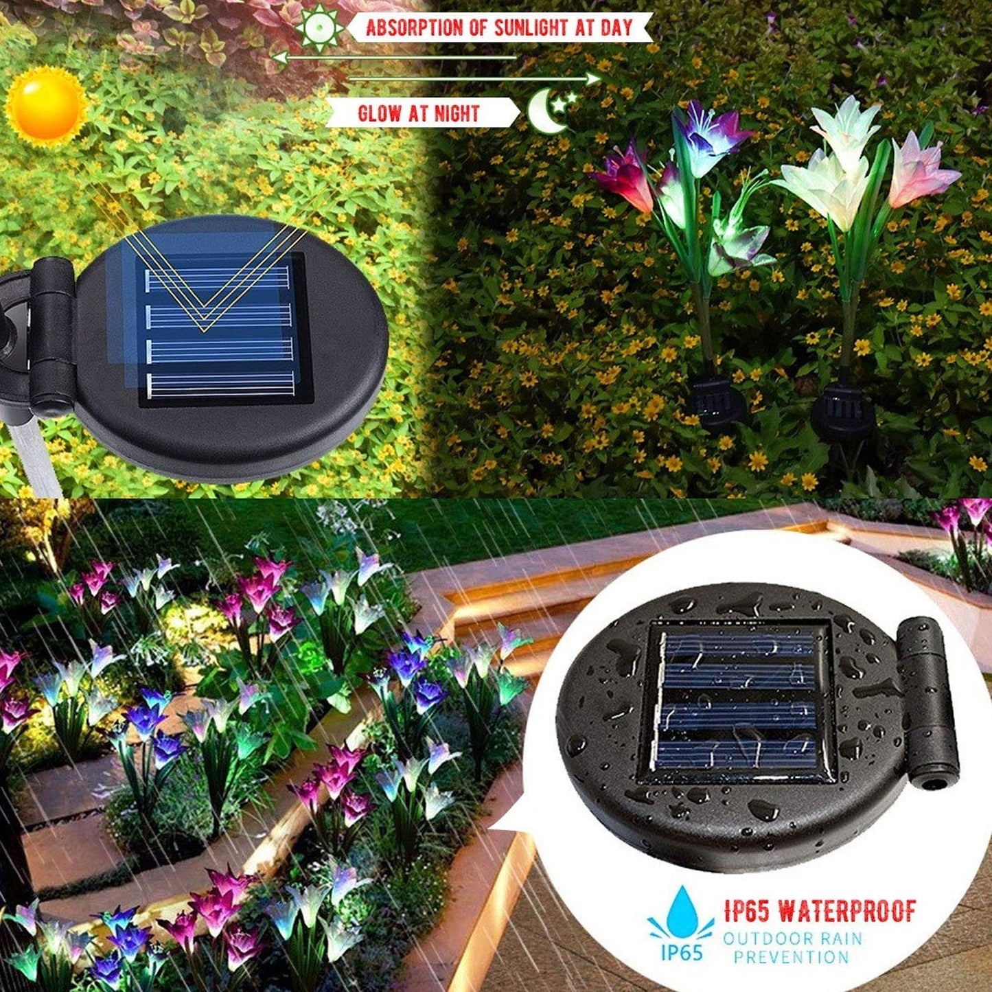 Solar Garden Flower Lights - (2Pc Set)