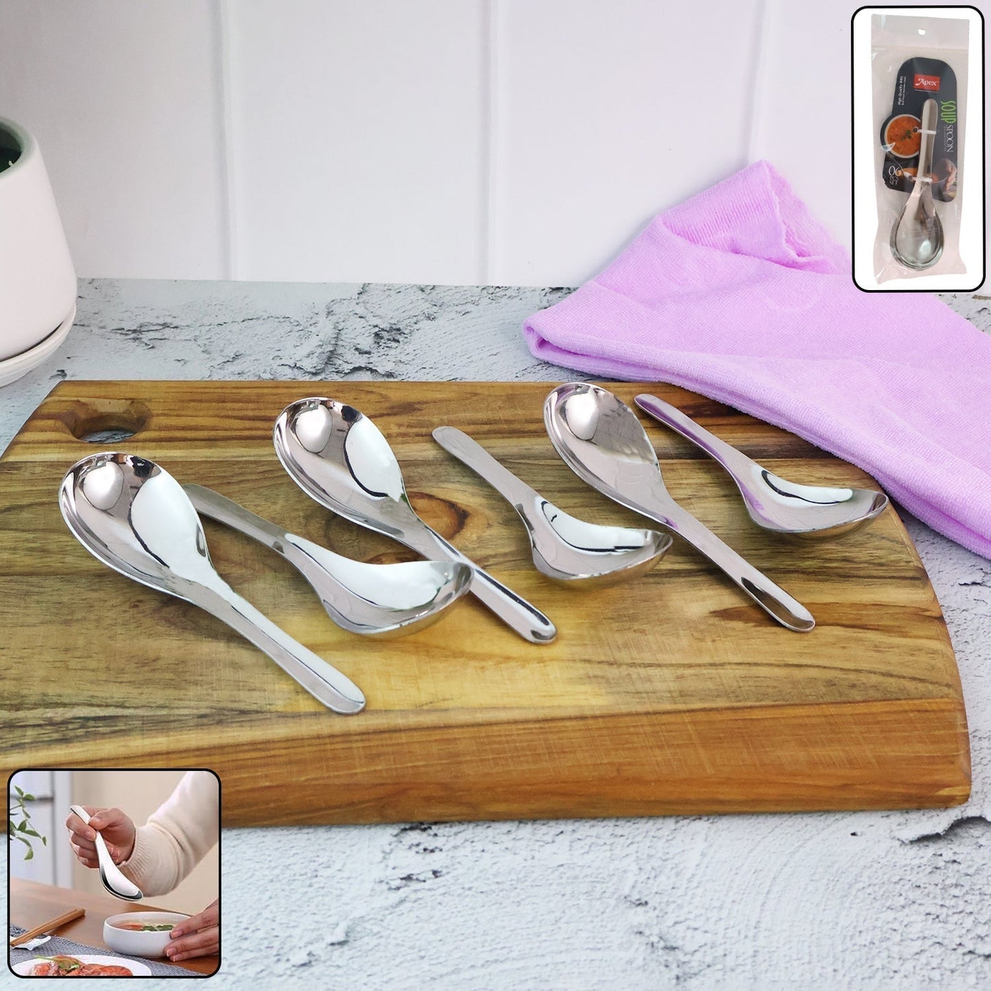 Apex Premium Stainless Steel Soup Spoon Set â€“ 6 Pieces