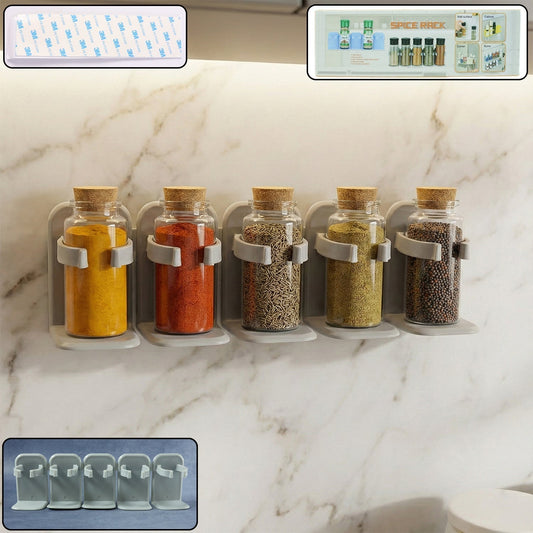 Wall-Mounted Adjustable Spice Rack Organizer (1 Pc)