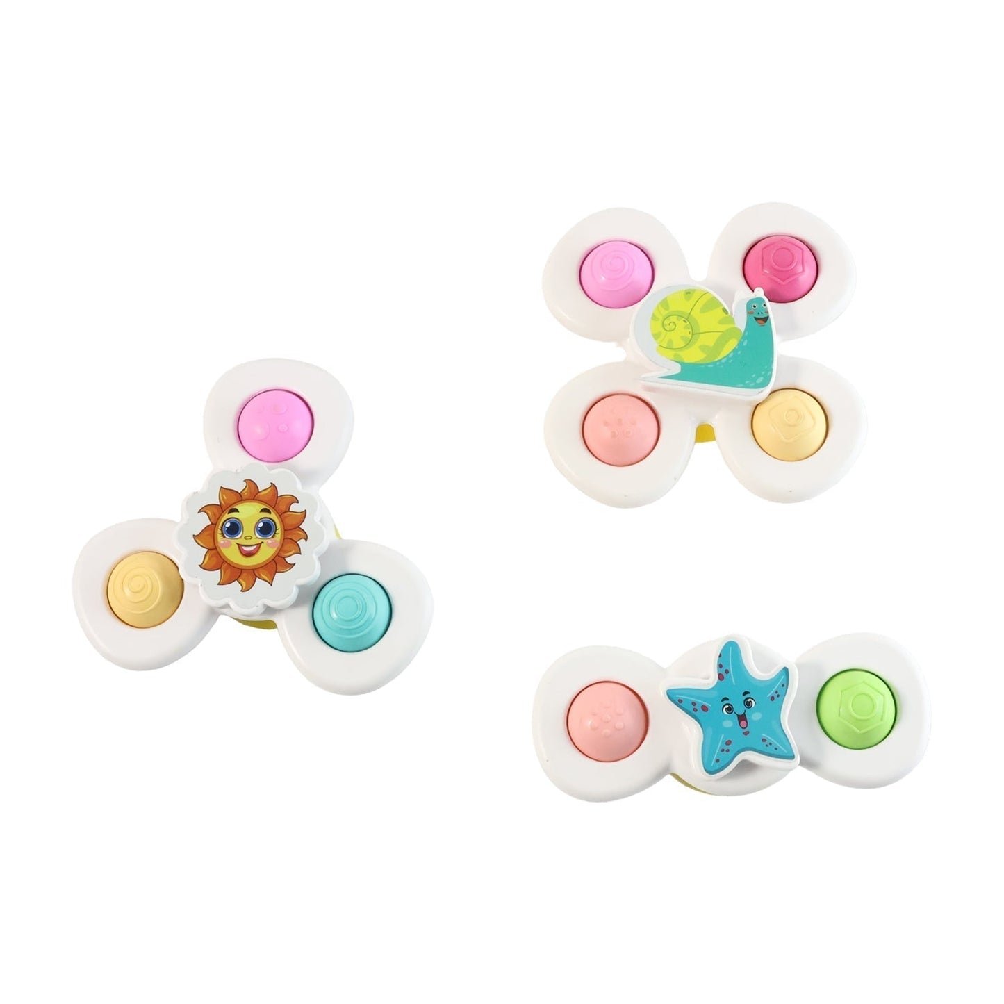 White Baby Spinner Toy Set â€“ Sensory Suction Spin Toys (3 Pc Set)