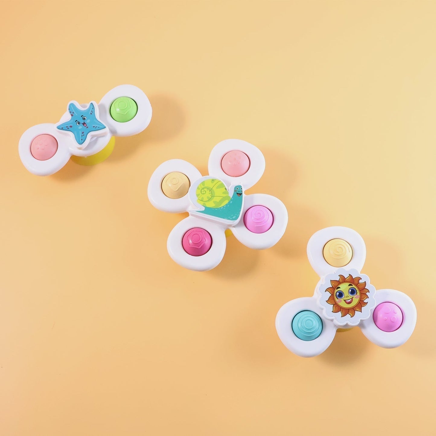 White Baby Spinner Toy Set â€“ Sensory Suction Spin Toys (3 Pc Set)