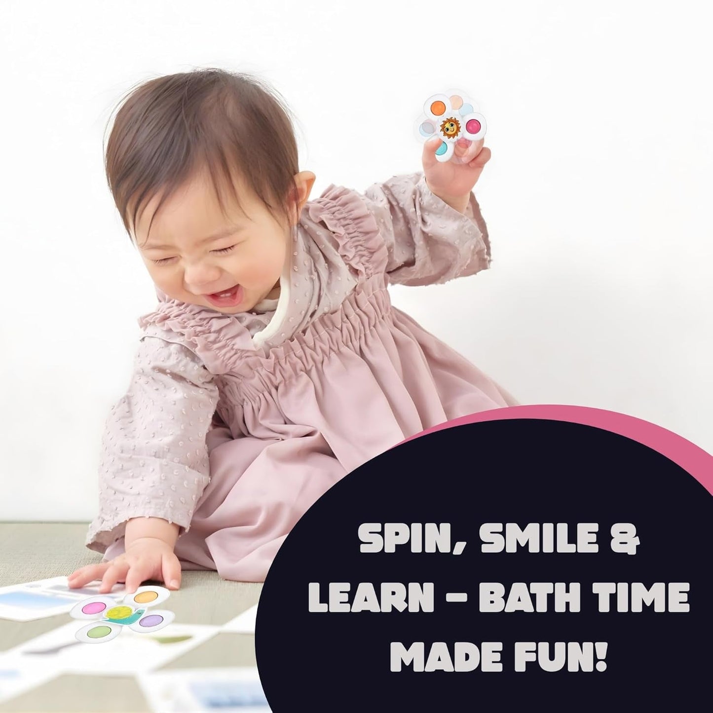 White Baby Spinner Toy Set â€“ Sensory Suction Spin Toys (3 Pc Set)