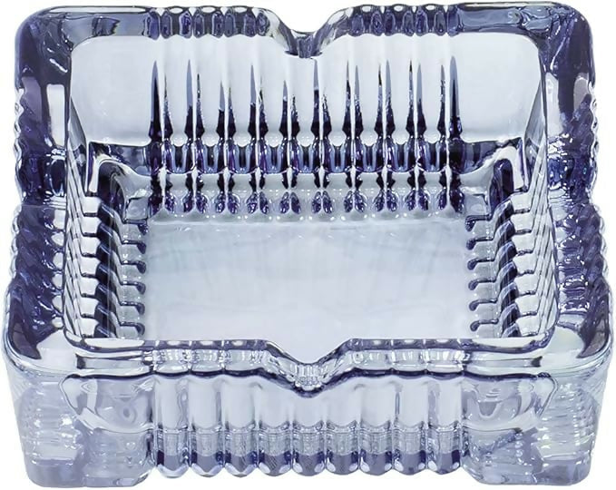 Premium Heavy Duty Crystal Glass Ashtray for Home, Office, or Outdoor Use â€“ Classic Square Design with Deep Grooves and Elegant Cut Pattern â€“ Ideal Gift for Smokers, Bars, and Lounge Decor