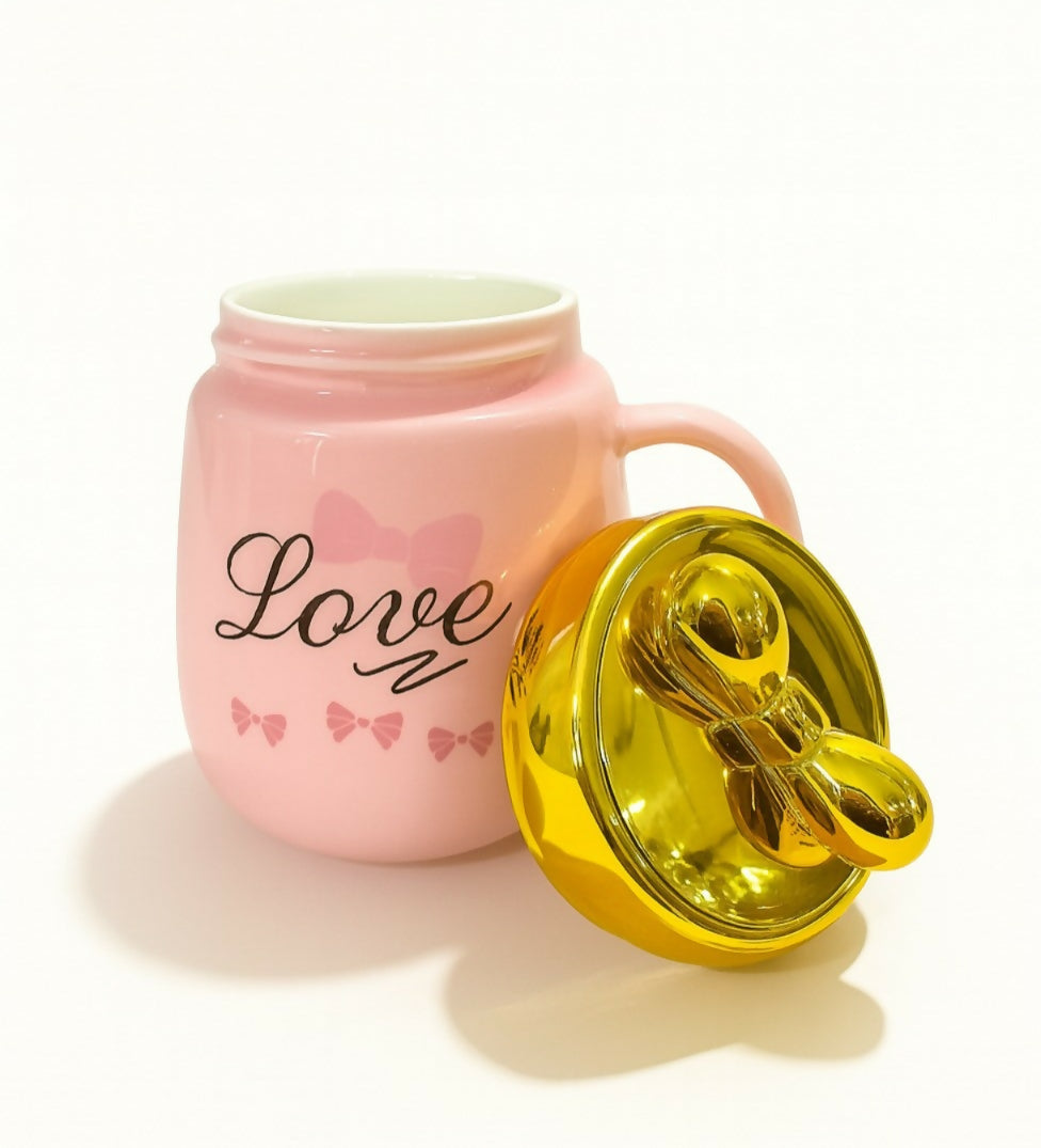 Cute Pink Ceramic Coffee Mug for Girls