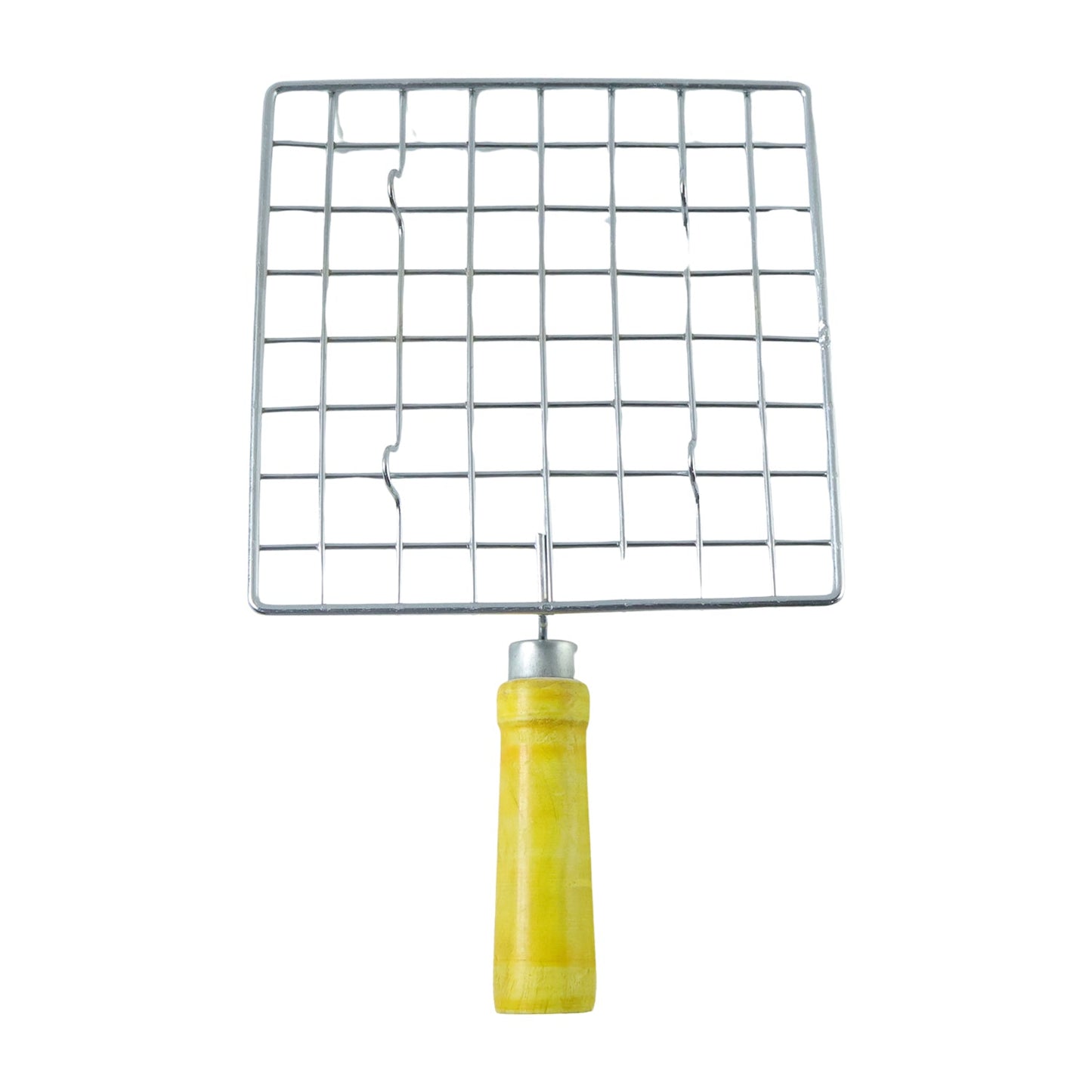 Kitchen Square Stainless Steel Roaster Jali, Barbecue Grill with Wooden Handle