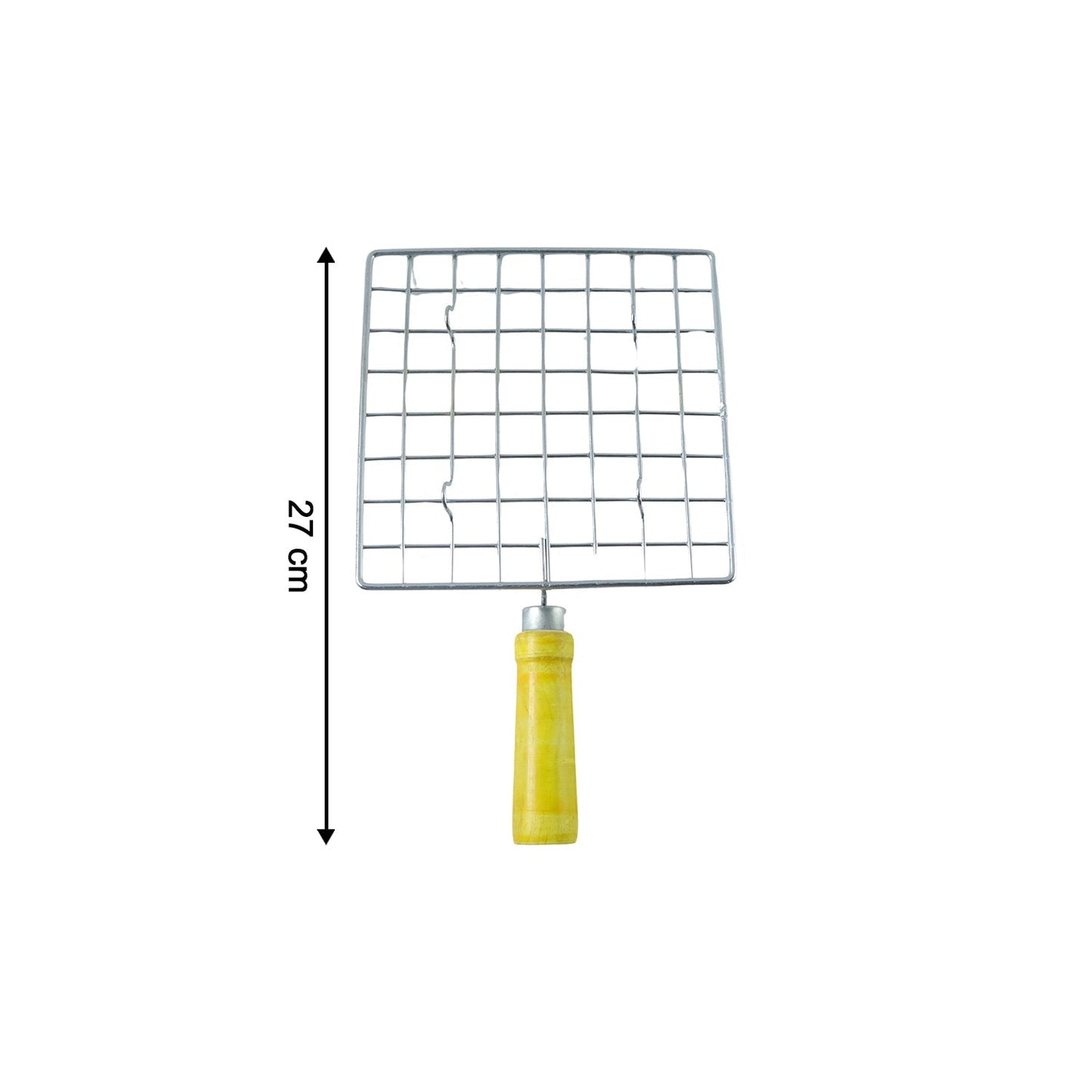 Kitchen Square Stainless Steel Roaster Jali, Barbecue Grill with Wooden Handle